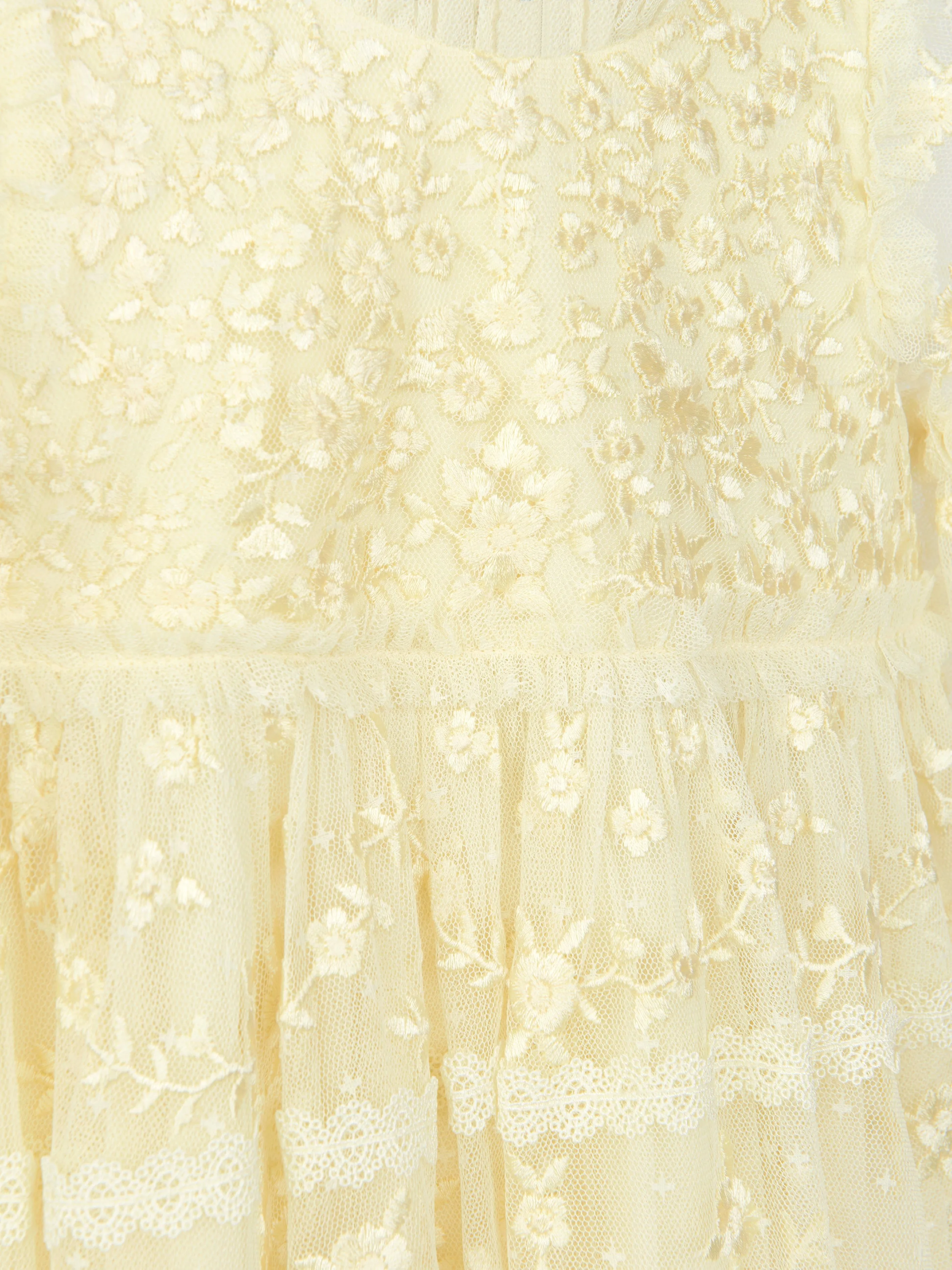 Needle & Thread Girls Sweetheart Lace Dress in Yellow