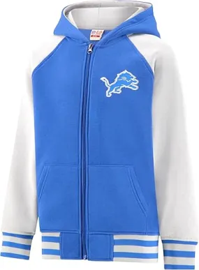 NFL Official Boy's Super Soft Full Zip Varsity Hoodie Sweatshirt|Detroit Lions