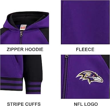 NFL Official Boy's Super Soft Full Zip Varsity Hoodie Sweatshirt|Detroit Lions