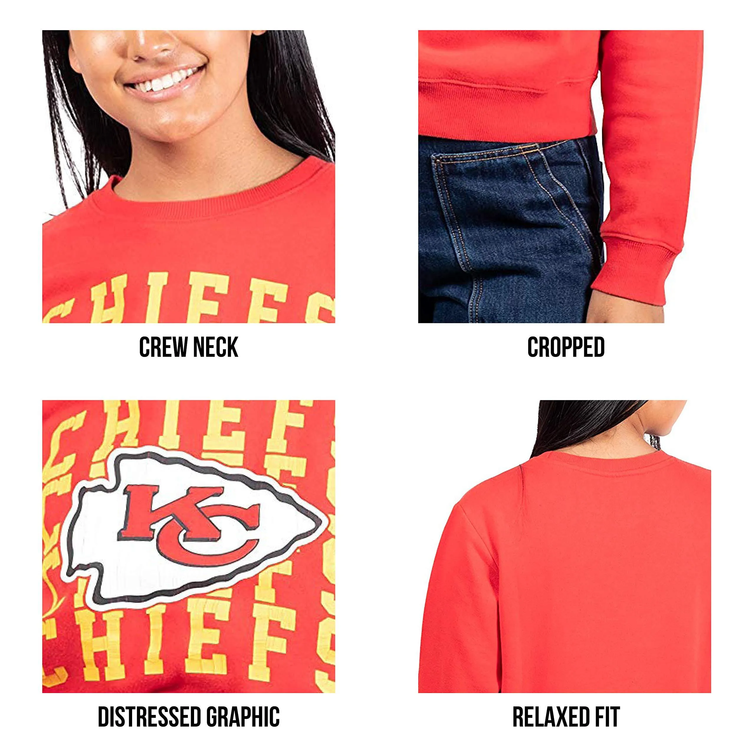 NFL Official Women's Super Soft Ultimate Crew Neck Sweatshirt|Kansas City Chiefs