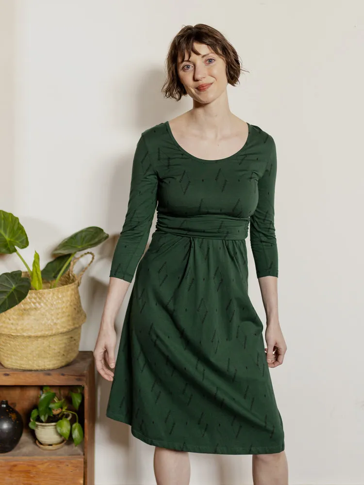 Novela Dress in Dark Sage Diamond Vine