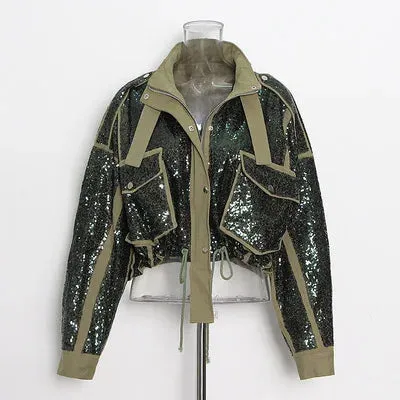 Pre Order:  Sequined Short Bomber Jacket