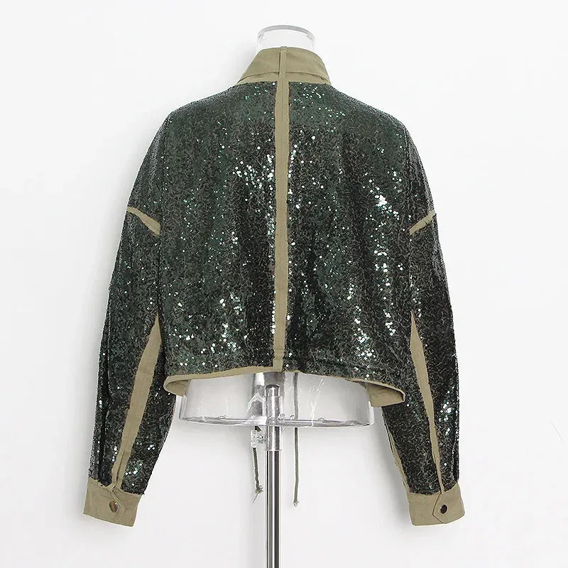Pre Order:  Sequined Short Bomber Jacket