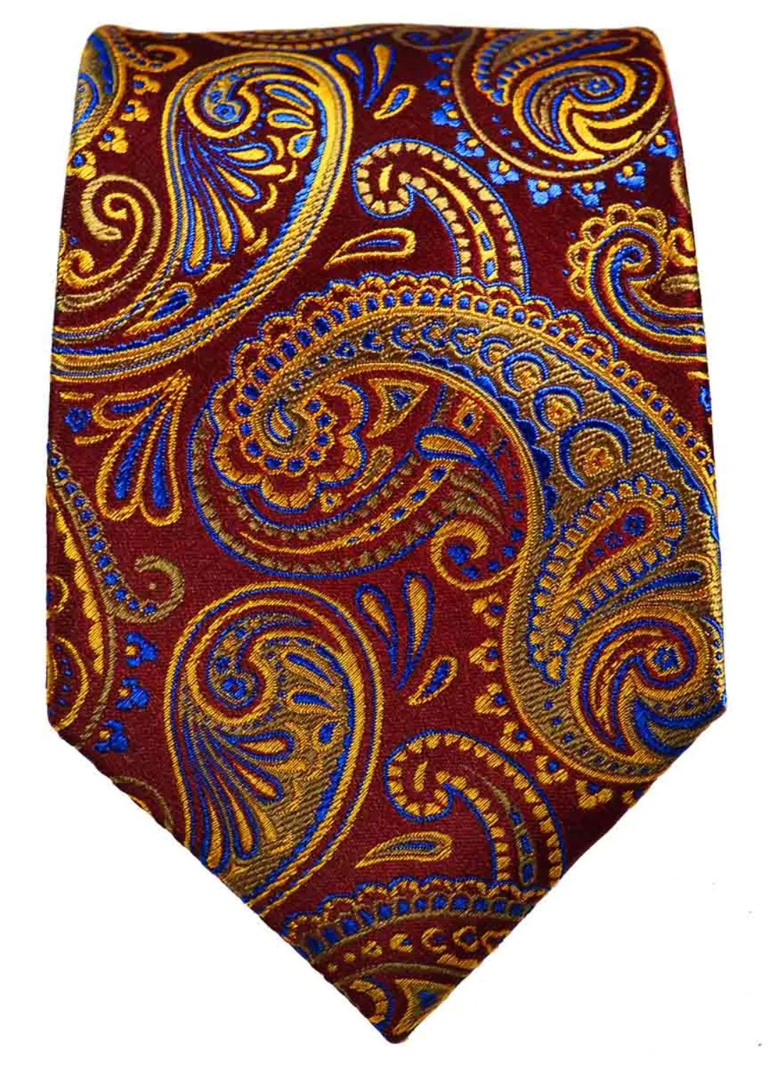 Red and Gold Paisley Silk Tie by Paul Malone