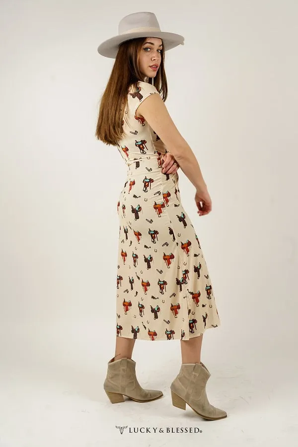Saddle Up Wrap Dress (Pre Order)