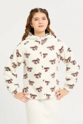Senior Girls Ivory Hooded Sherpa Sweatshirt