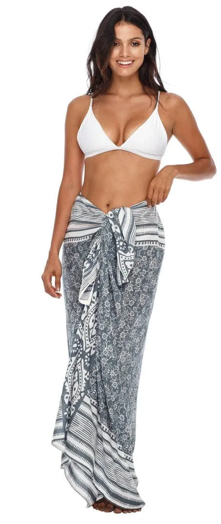 SHU-SHI Women's Floral Sarong Beach Cover-Up Skirt | Versatile Swimsuit Pareo