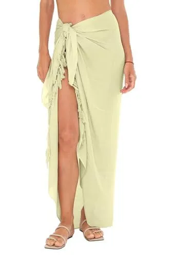 SHU-SHI Women's Sarong Wrap - Beach Cover Up Skirt, Swimsuit Pareo - Solid Colors