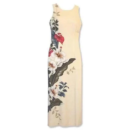 Sweetheart Cream Hawaiian Tank Dress