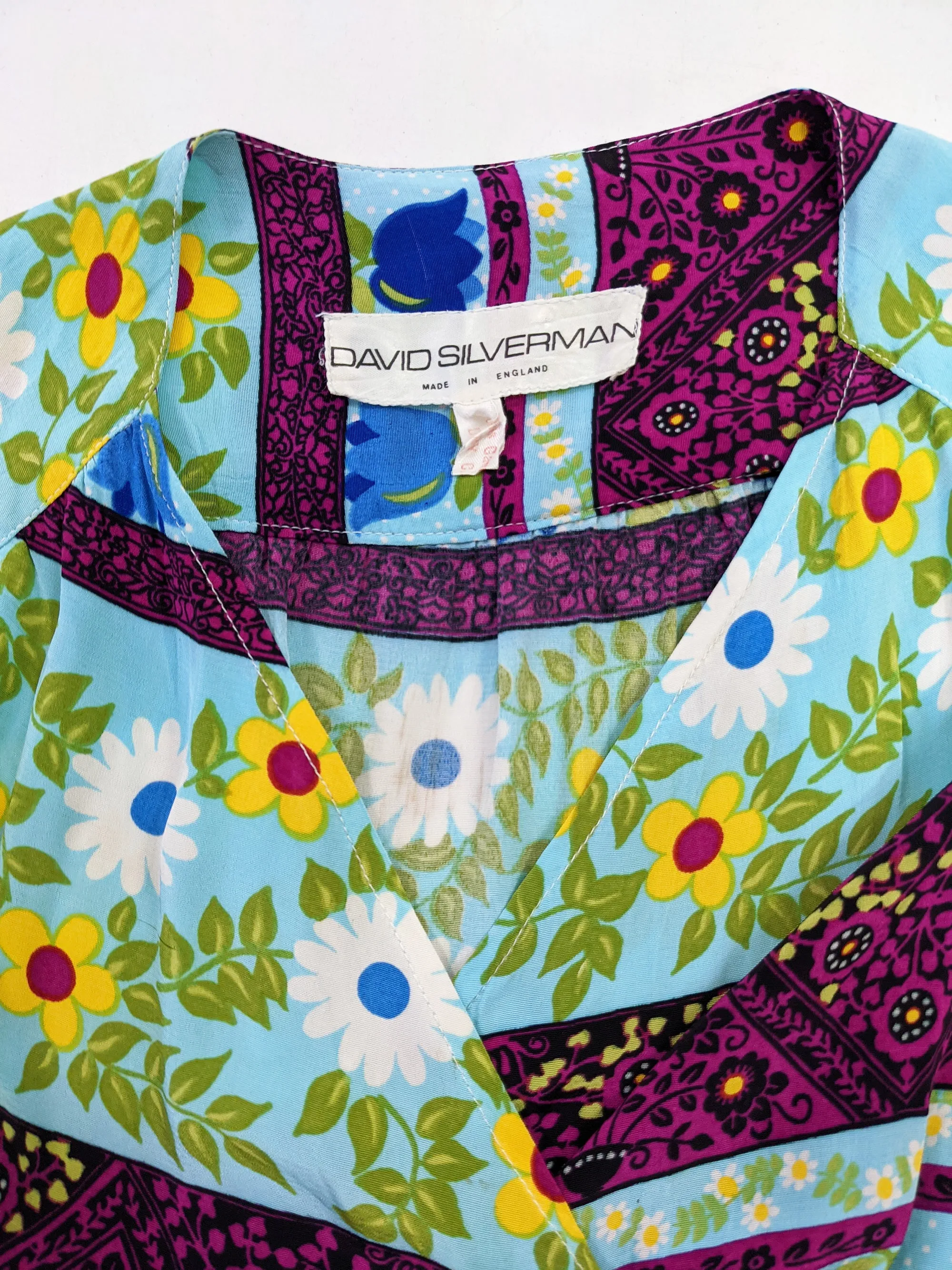 Vintage Bold Multicoloured Floral Patchwork Print Wrap Dress, 1970s