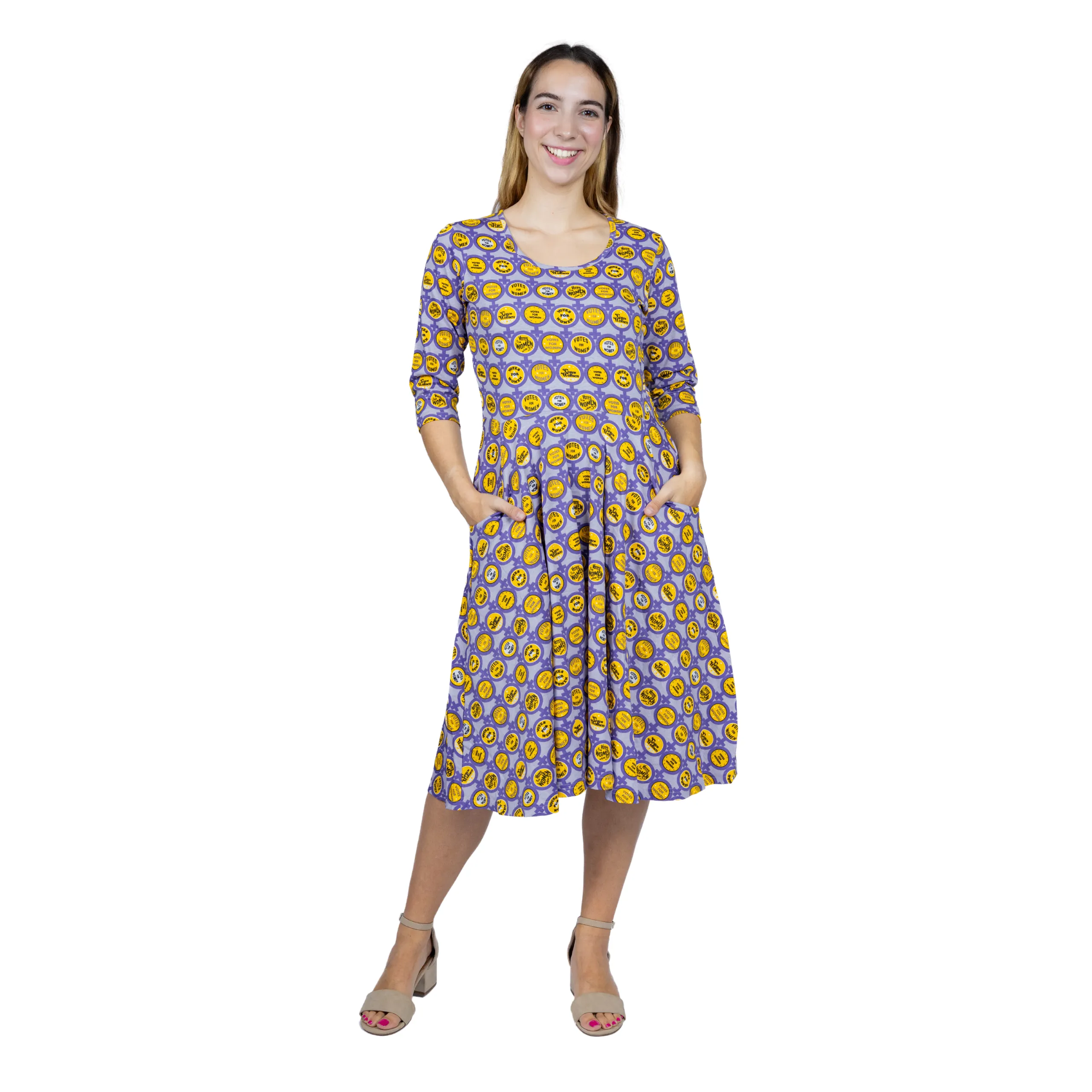Votes for Women 3/4th Sleeves Twirl Dress [FINAL SALE]