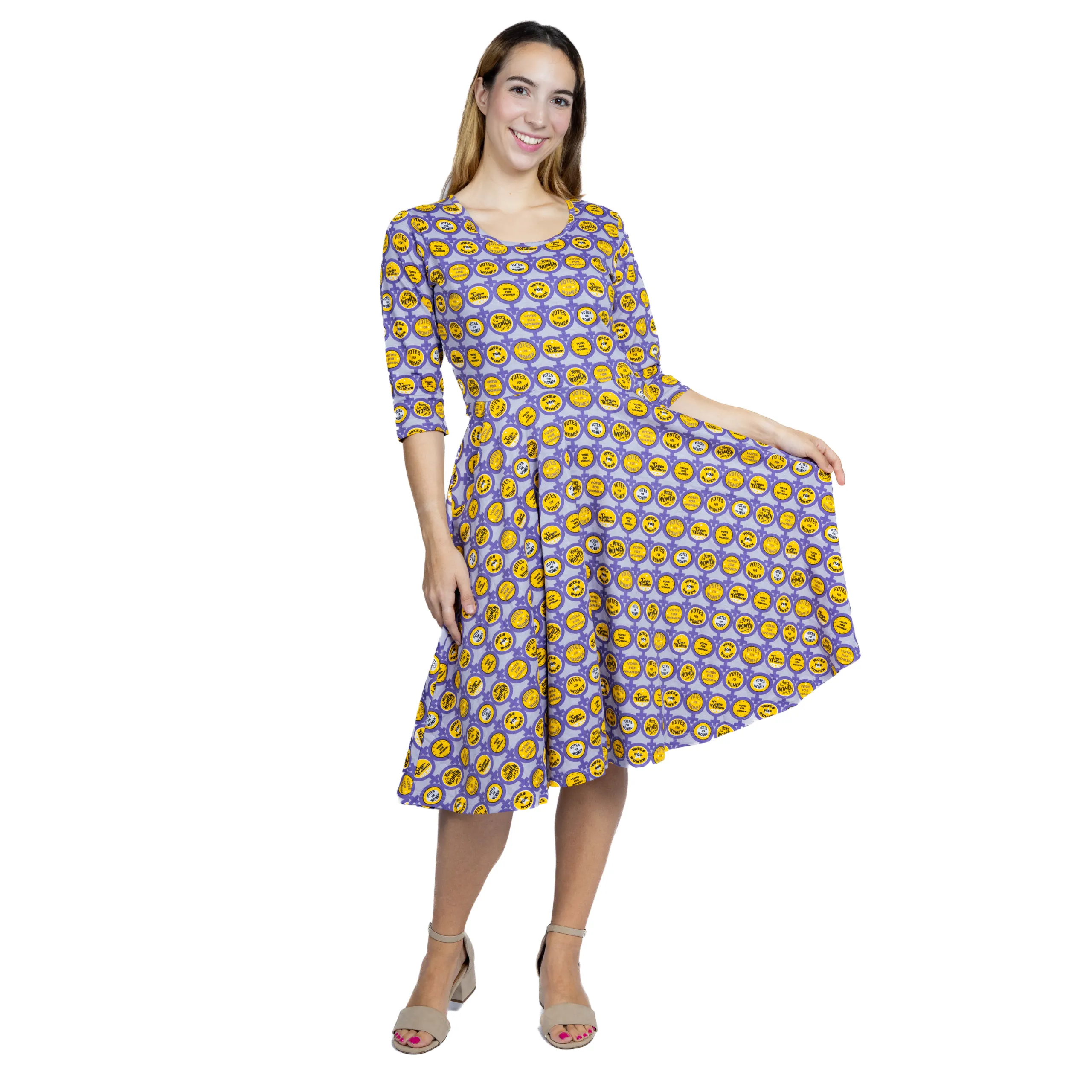 Votes for Women 3/4th Sleeves Twirl Dress [FINAL SALE]