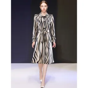 Women's Belted Long Retro Style Coat